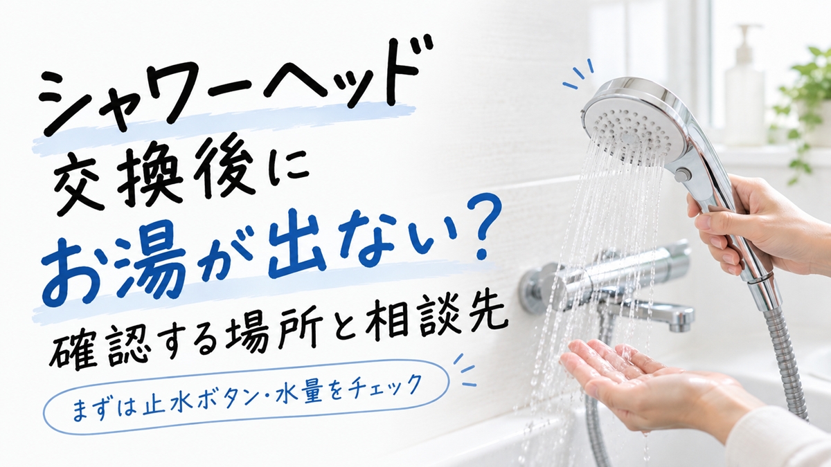 シャワーヘッド交換後にお湯が出ない？確認する場所と相談先