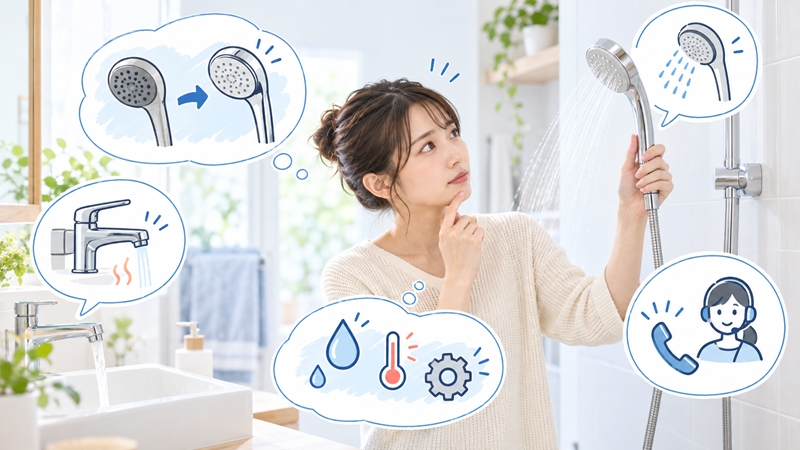 シャワーヘッド交換後にお湯が出ないときは、ほかの蛇口と交換前の状態を確認