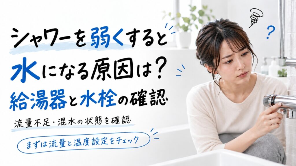 シャワーを弱くすると水になる原因は？給湯器と水栓の確認