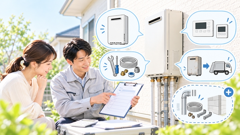 給湯器交換費用の内訳と「工事費込み」の範囲