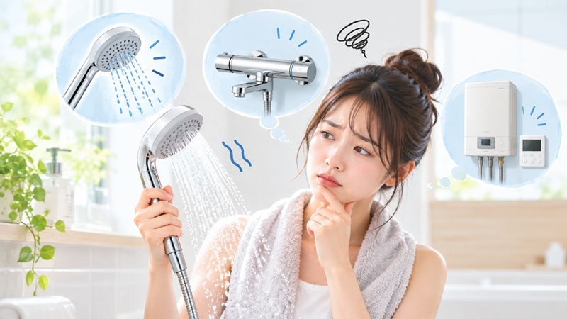 節水シャワーでお湯が出ない原因候補