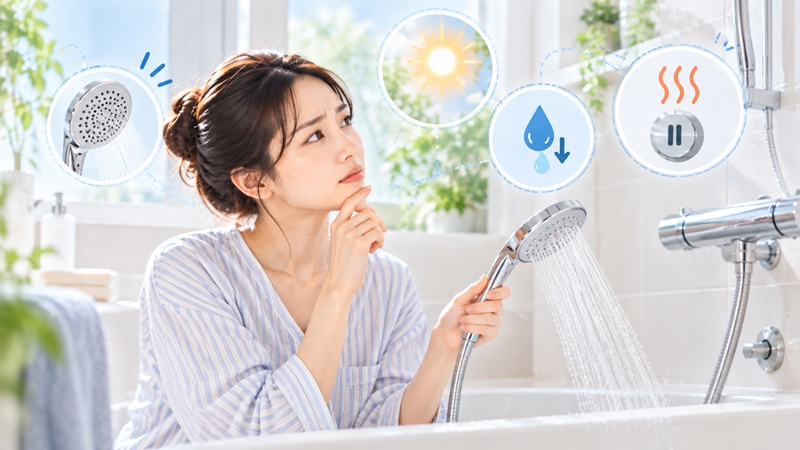 節水シャワーのお湯が熱すぎる場面の切り分け