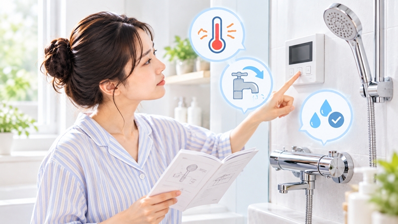 節水シャワーのお湯が熱すぎるときの安全な確認